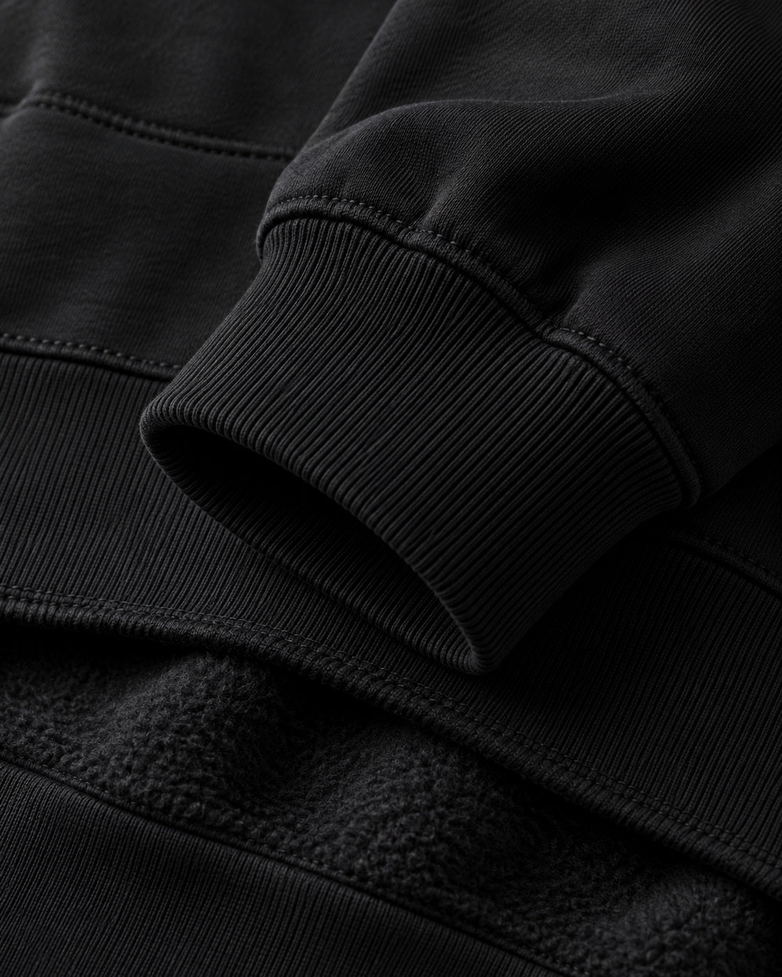 Hoodie cuff and fabric detail